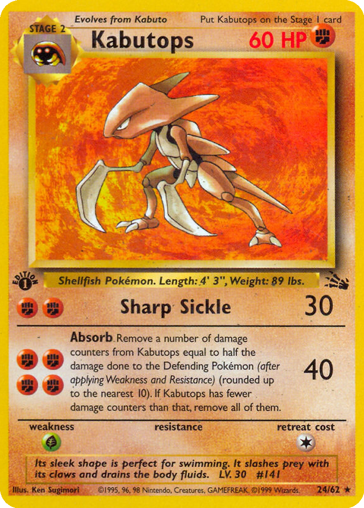 kabuto first edition pokemon card [1st Edition] #49 Prices | Japanese Advent of Arceus This is a nice example of a 1999 Fossil Kabutops | Dex - for