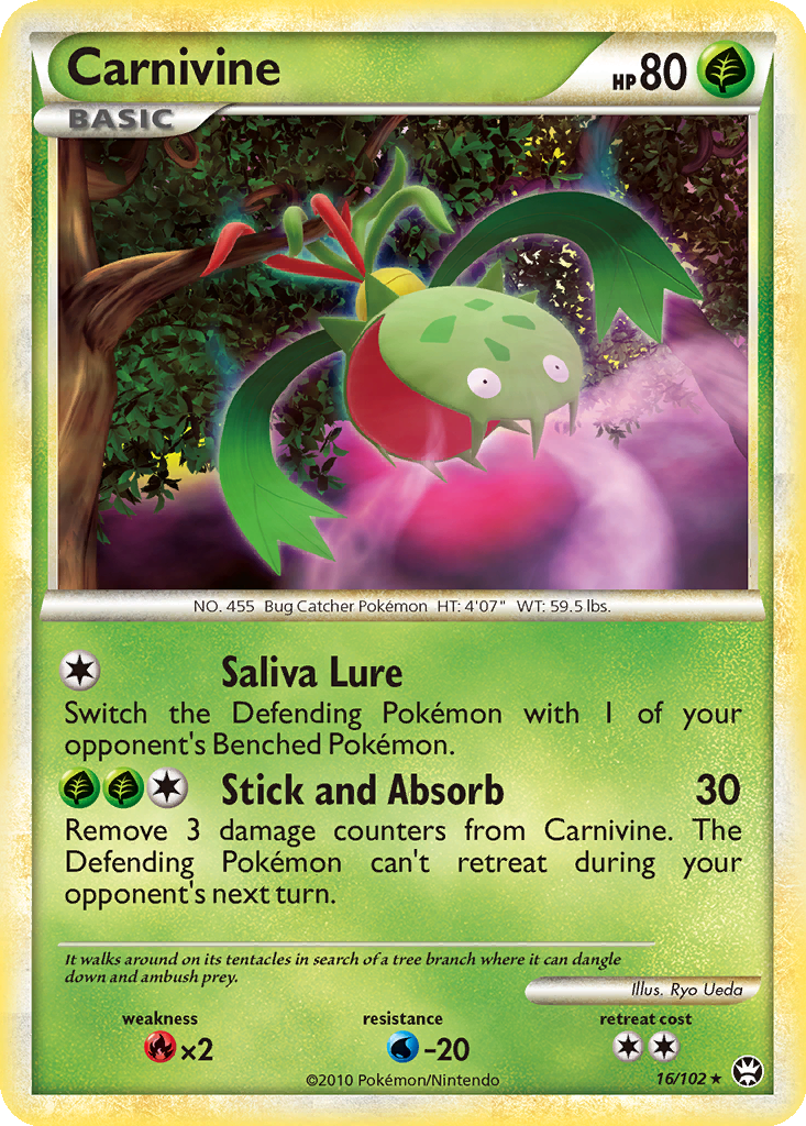 pokemon card carnivine (Space-Time Smackdown #158/208, 1-Star) Grass Rarity REVERSE HOLO Carnivine 009/163 NM